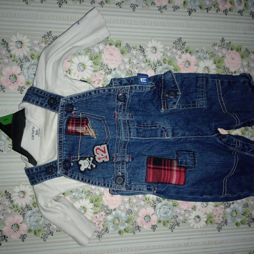 Blue and White Bodysuit with Playful Design